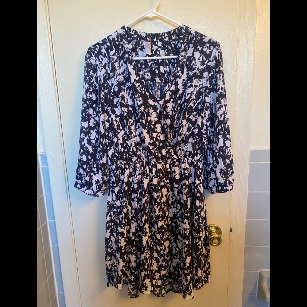 Black and white wrap style dress
